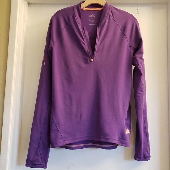Adidas purple 3/4 zip long sleeve top - Picture 1 of 5